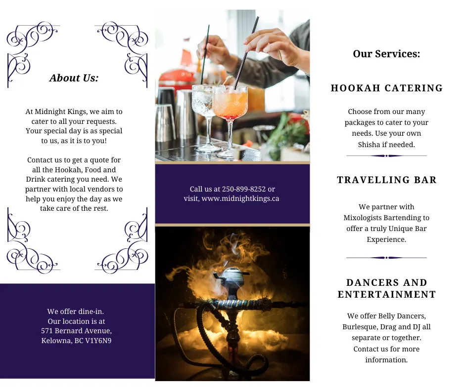 Catering spread from Midnight Kings Hookah Lounge and Grill in Kelowna